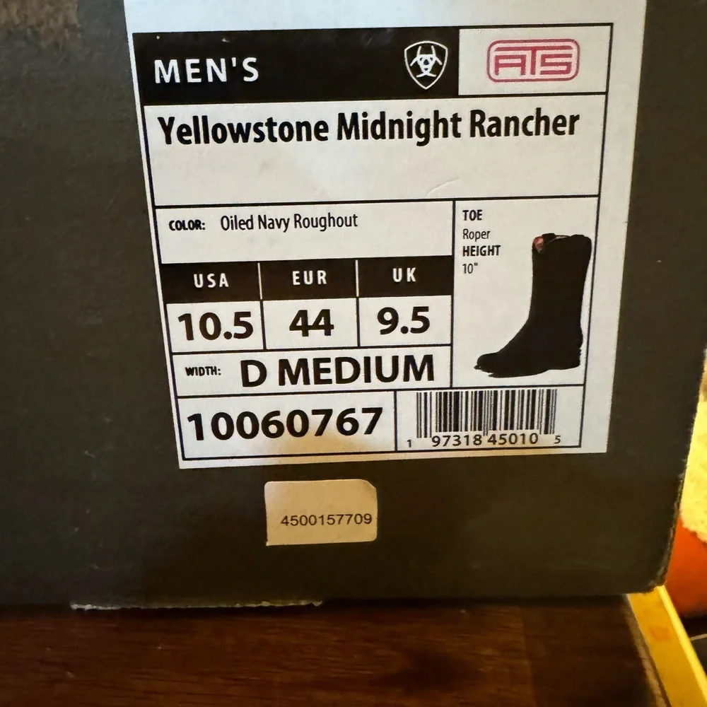 Ariat Men's yellowstone navy roughout suede Boots size 10.5 NWT - Picture 6 of 6